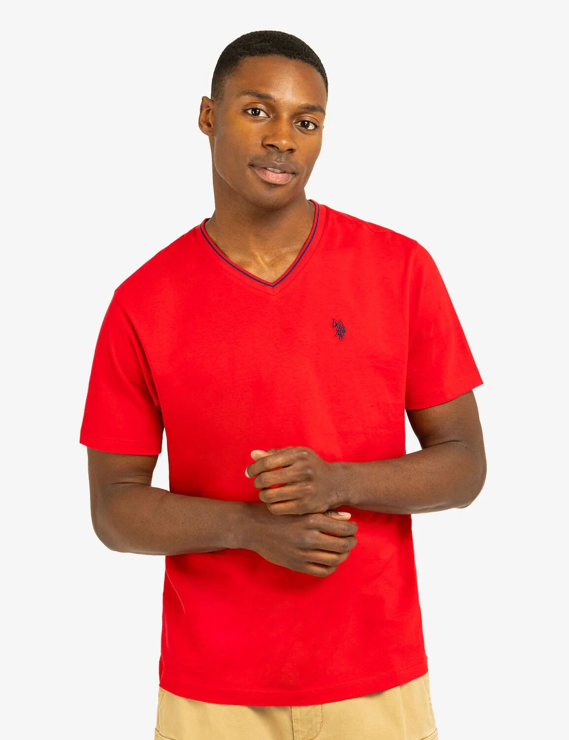 Футболка U.S. Polo Assn Tipped V-Neck Jersey, красный — фото 2