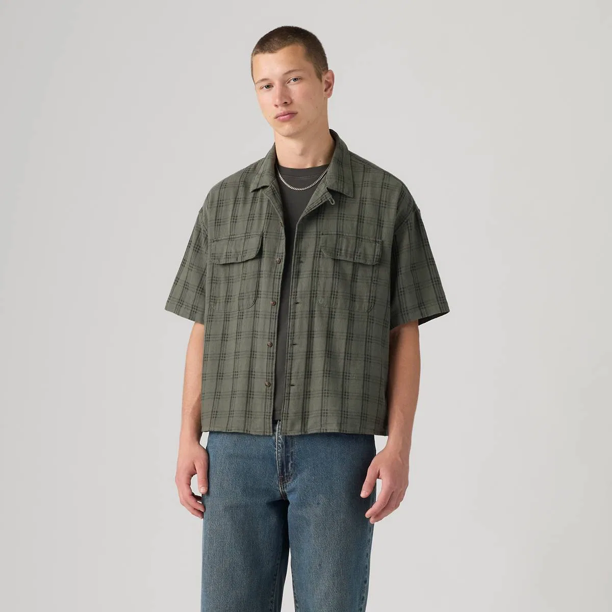Рубашка свободного кроя для полевых работ Levi's, Atkins Plaid Mulled Basil - Green — фото 3