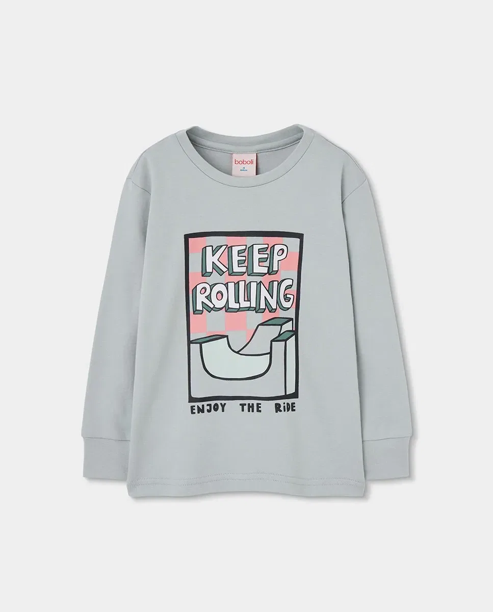 Детский комплект пижамы для мальчиков с принтом Keep Rolling Boboli, Rosa — фото 2
