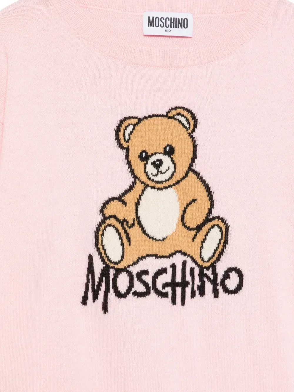 Свитер с трикотажным узором «Тедди» Moschino Kids, розовый — фото 3