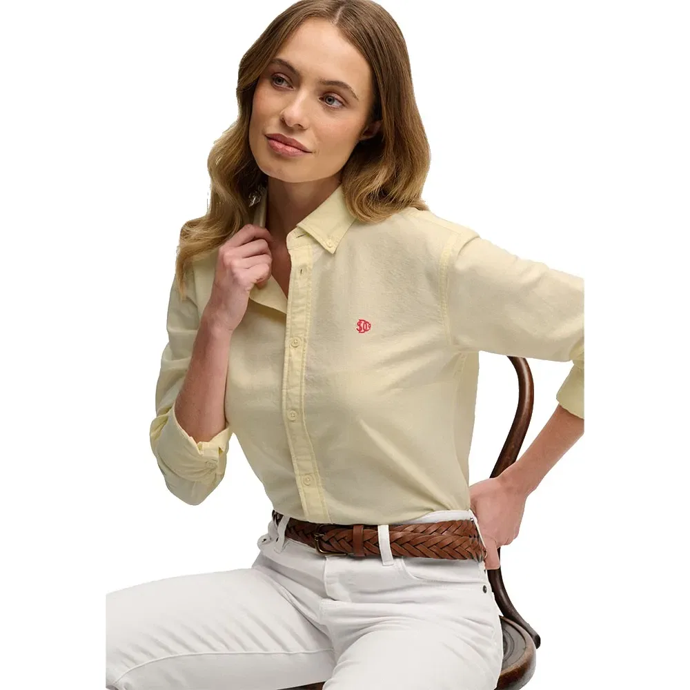 Женская рубашка с длинным рукавом Slim Oxford Bd Superdry, Yellow — фото 4