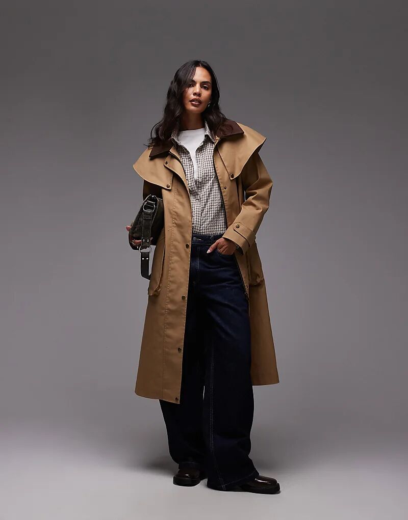 

Детали плаща Urbancode, удлиненный дождевик в песочном цвете