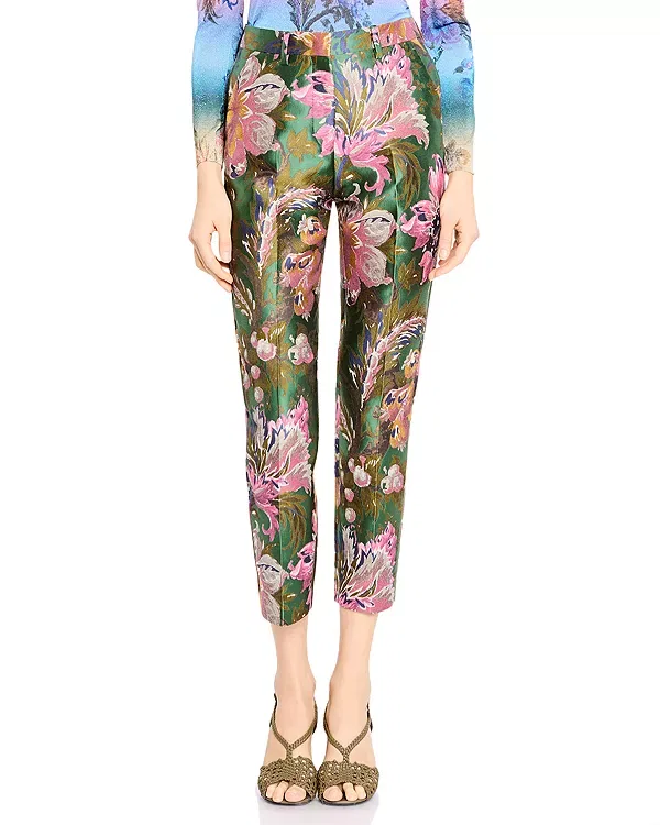 Женские брюки с принтом Bristol Floral Crop Pants Etro, Multicolor/Green