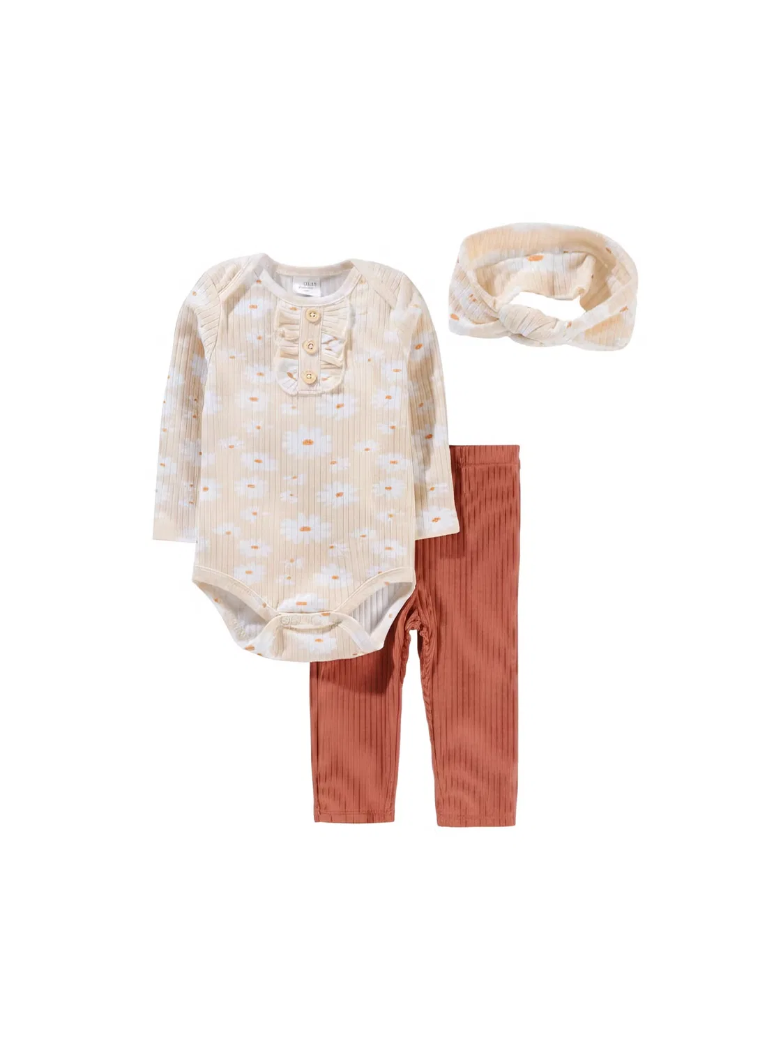 Комплект с принтом цветов и ромашек Anaya flower daisy print Bambimici, бежевый — фото 2