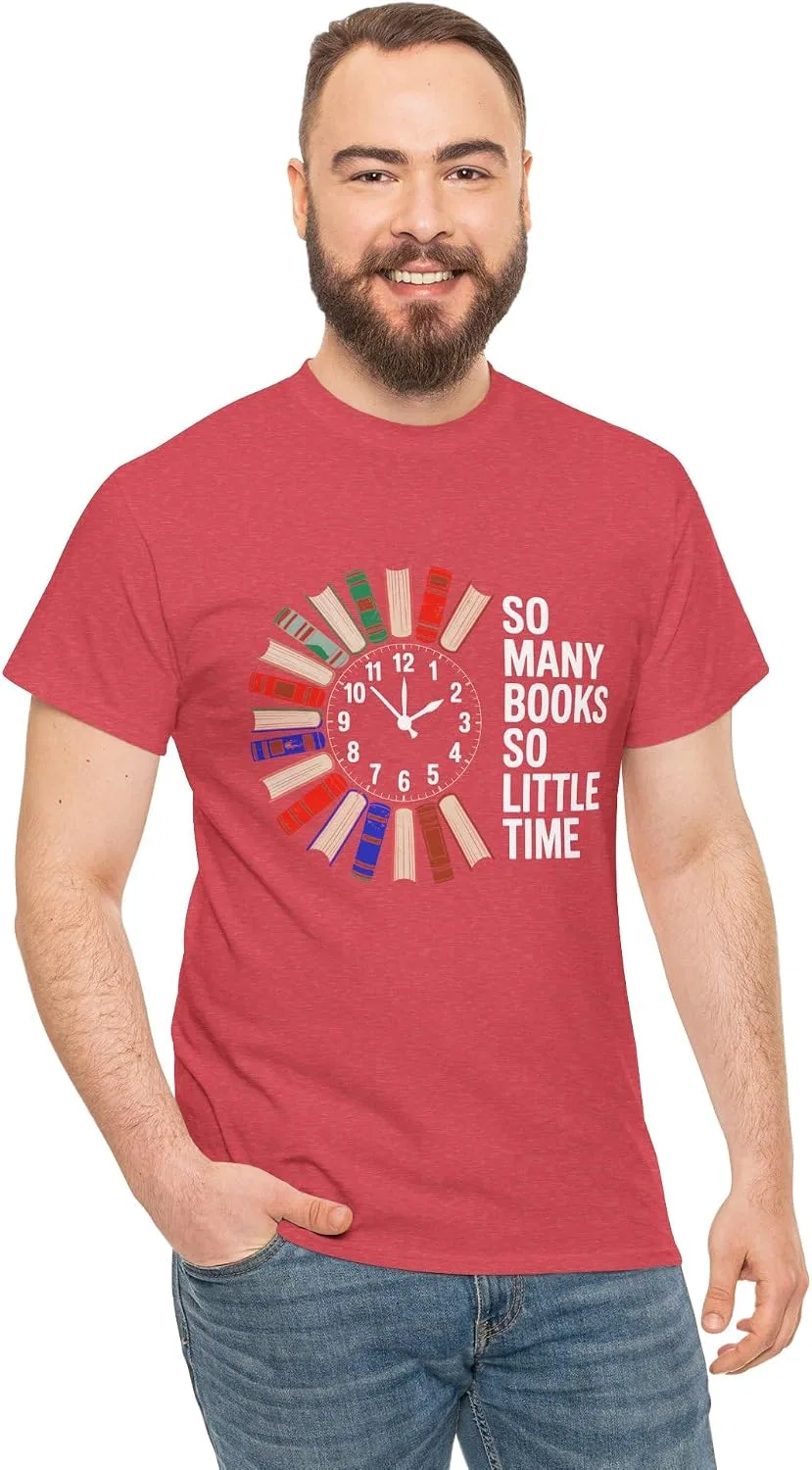 Женская футболка с принтом So Many Books So Little Time, красный меланж — фото 2
