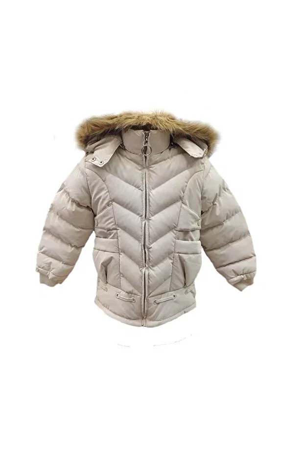 Детское пальто для девочек с капюшоном Lifeformoda, Nude Color