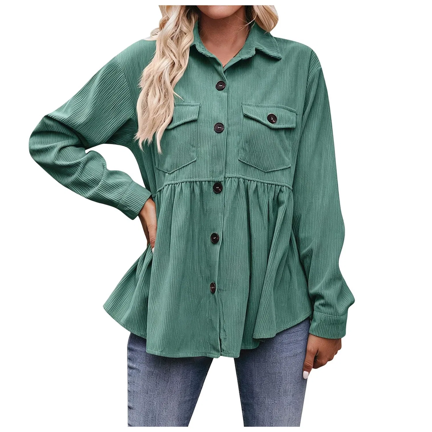 Женская куртка из вельвета с длинным рукавом Lino Donna, Verde