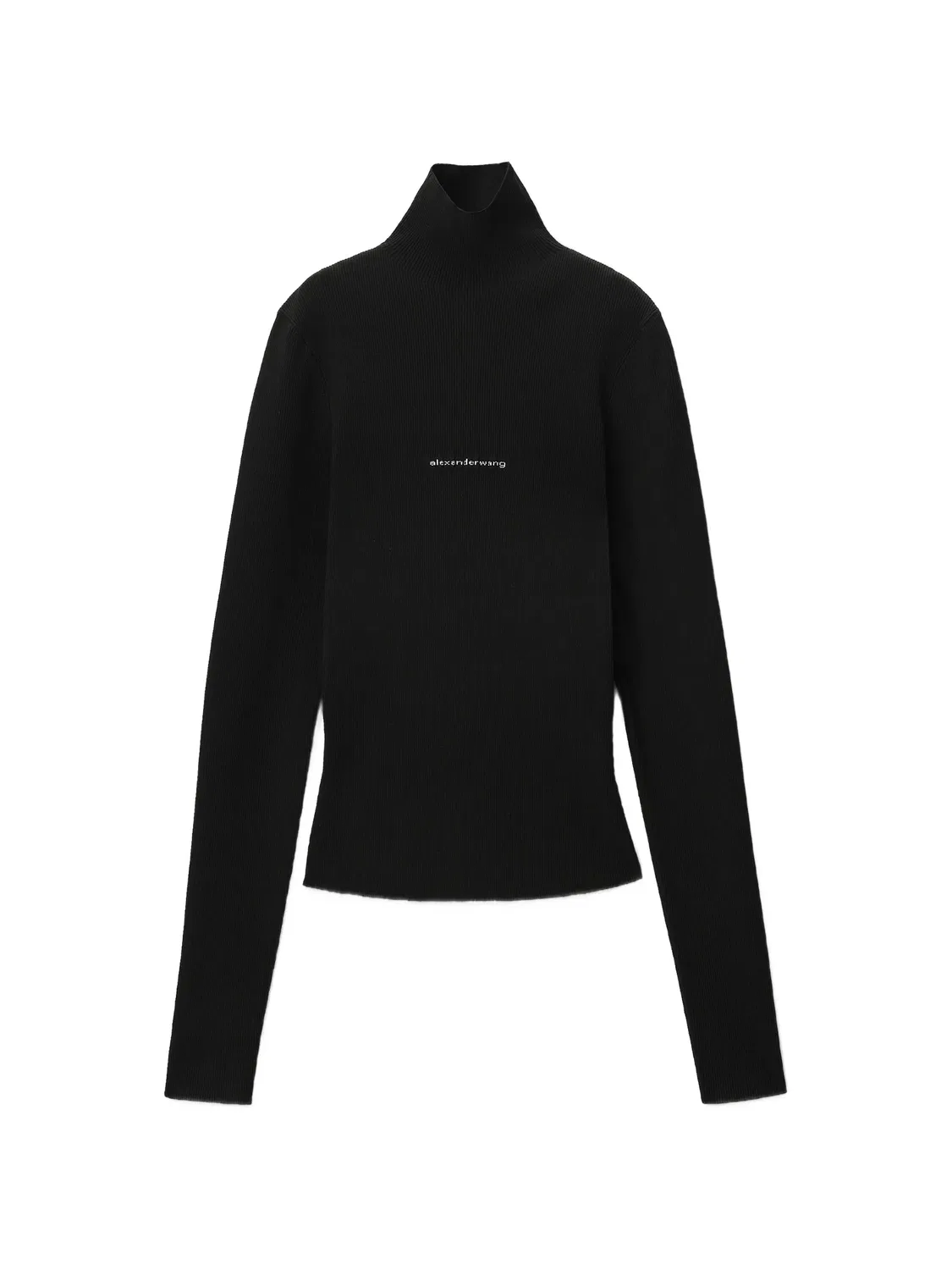 Топ LS с высоким воротником и жаккардовым логотипом Alexander Wang, черный