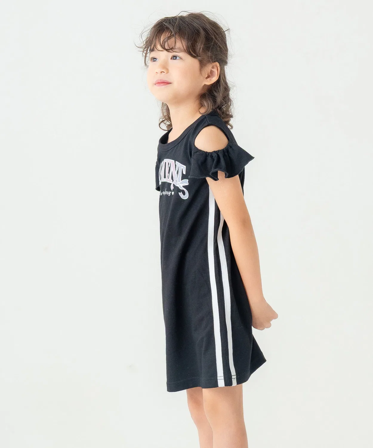 Детское платье для девочек с принтом, модель Side Line Shoulder Open AIMABLE, Lavender — фото 3