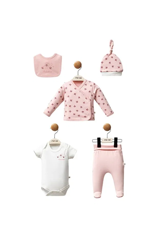 Детский комплект одежды для девочек хлопковый Ozz Baby, Pink - Ecru — фото 2