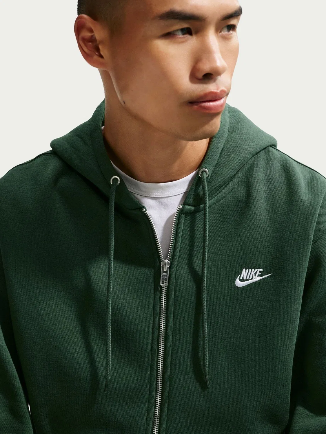 Зеленая худи с молнией во всю длину Nike Fir Club — фото 4