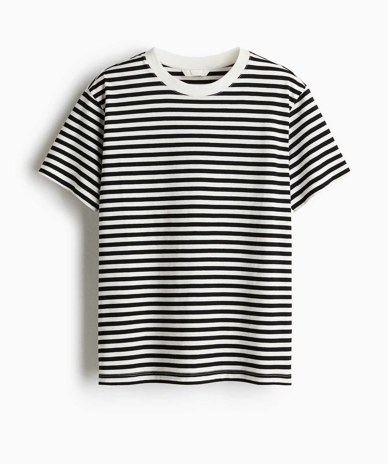 

Футболка H&M Cotton, черно-белая полоска, Черный, Футболка H&M Cotton, черно-белая полоска