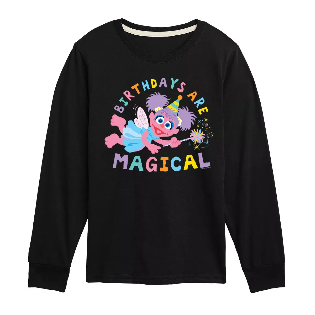 Детская футболка с длинным рукавом с принтом Sesame Street Birthdays Are Magical, Black