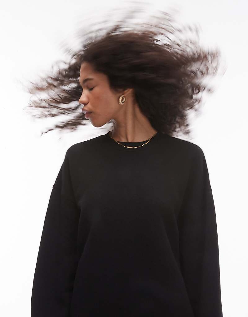 

Topshop – Качественный свитшот черного цвета с декоративной строчкой, комбинированный элемент
