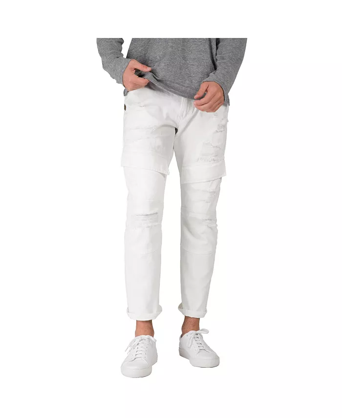 

Мужские джинсы Premium White, прямые зауженные, с потертостями и передними карманами-кенгуру Level 7, белый