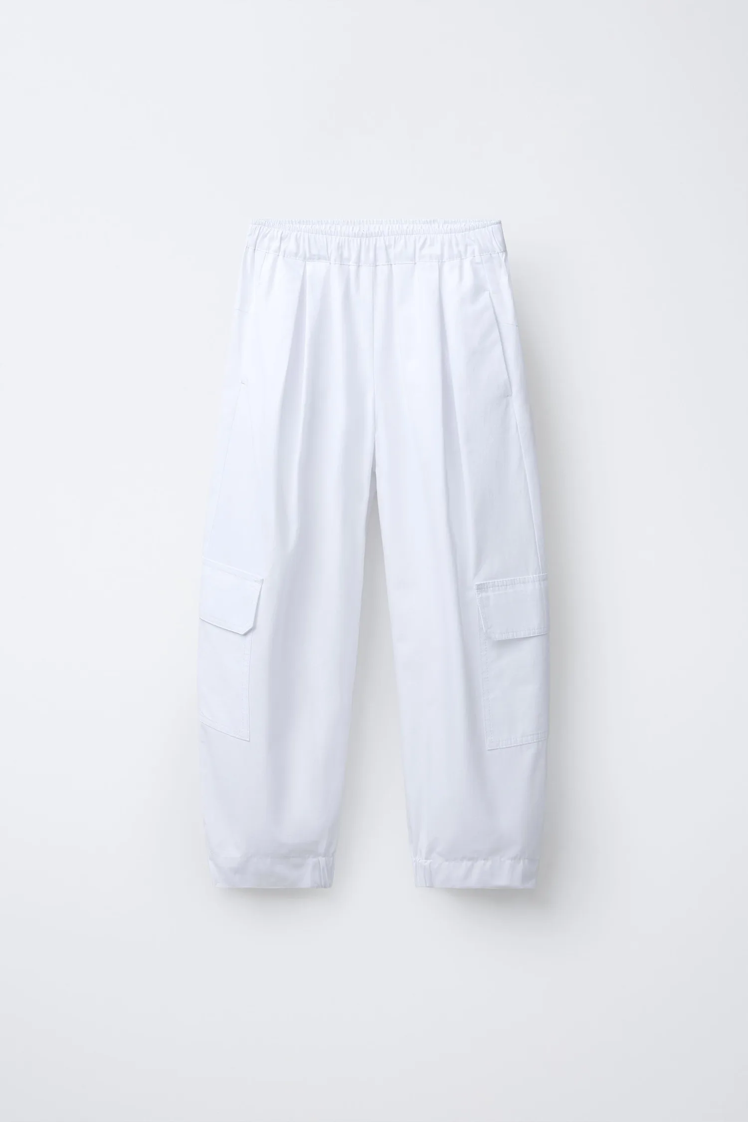 Брюки-карго из поплина Zara, белый