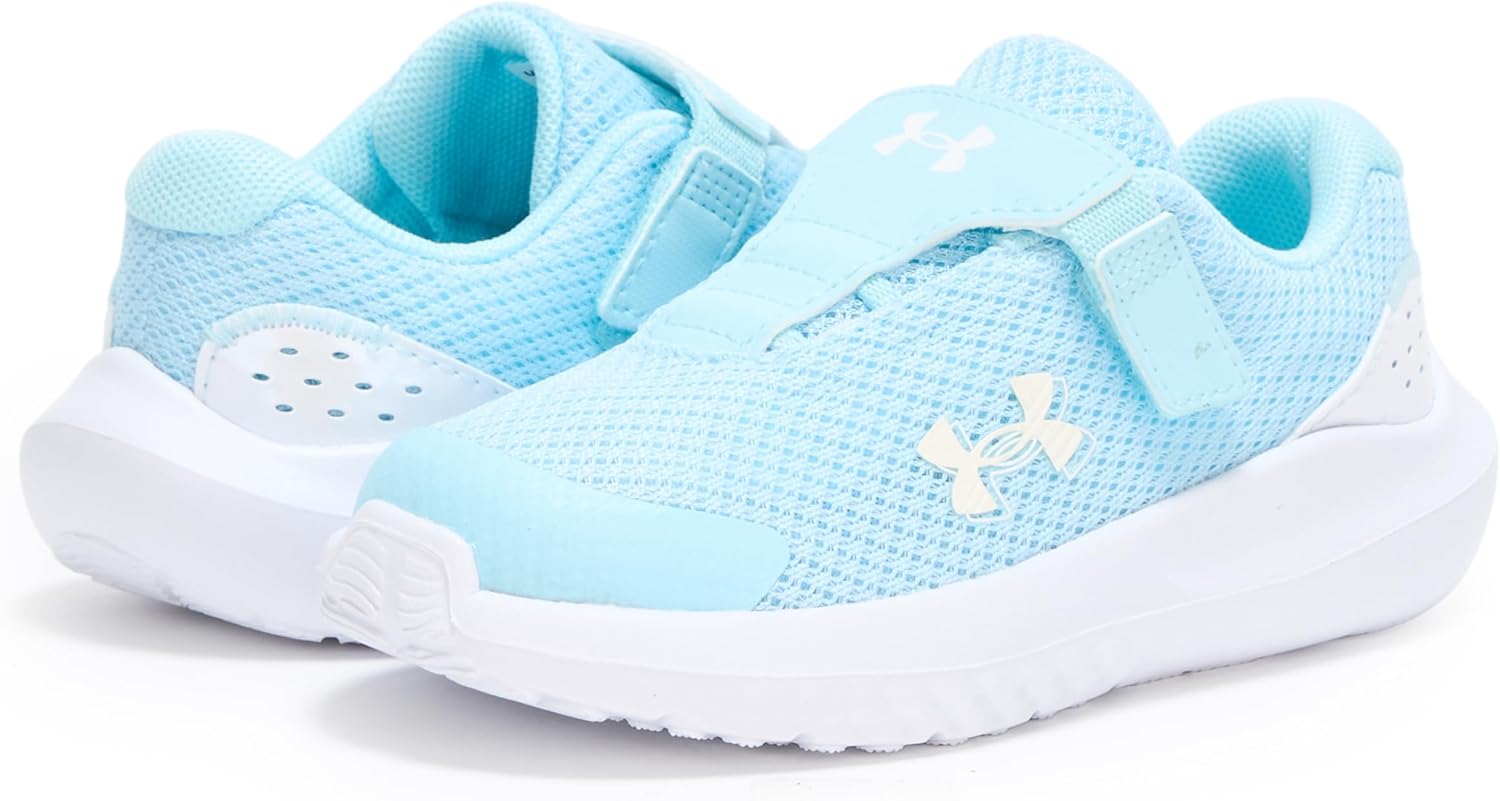 Детские кроссовки Under Armour Baby Girls' Surge 4 с альтернативной застежкой, (494) Stream/Stream/Iridescent — фото 3