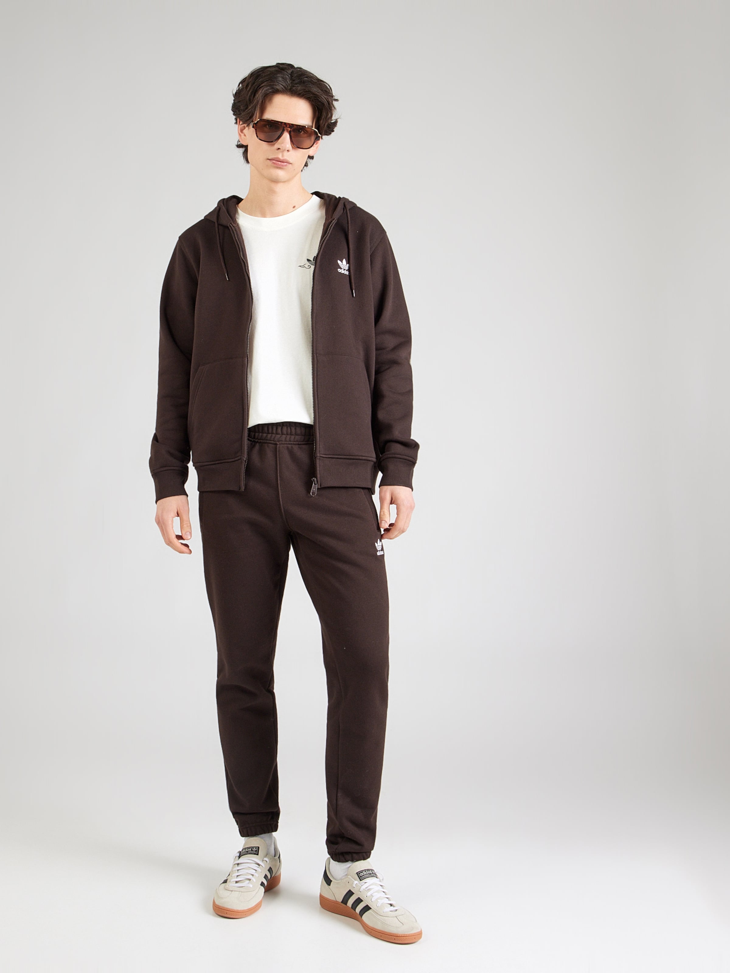 Adidas Originals Толстовка с молнией 'ESS' в шоколадном цвете — фото 4