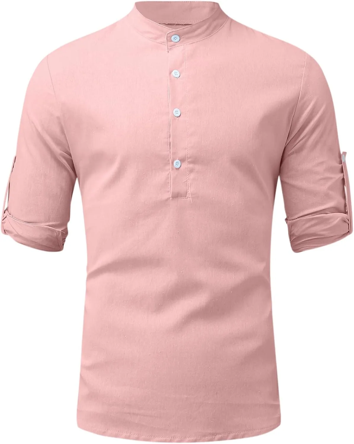 Мужская льняная рубашка Henley дышащая быстросохнущая — фото 3