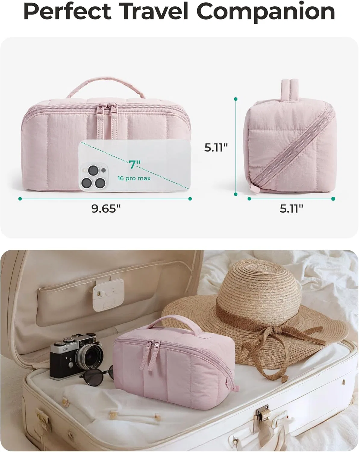 Женская дорожная косметичка BAGSMART, водоотталкивающая Bagsmart, Camel — фото 2
