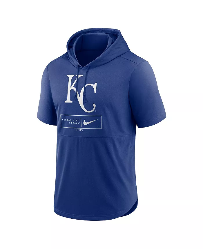 Мужская производительная толстовка с капюшоном и короткими рукавами Royal Kansas City Royals Logo Lockup Nike — фото 3