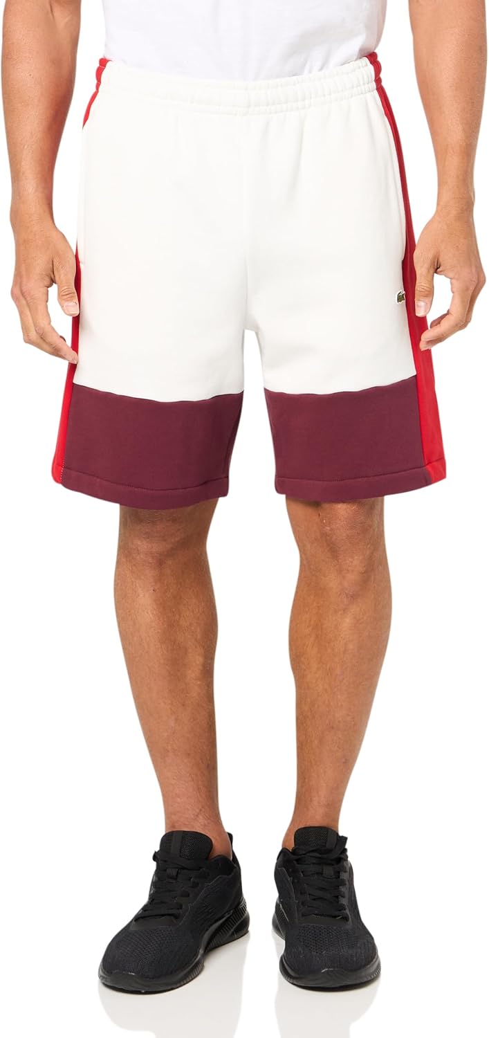 

Шорты Lacoste мужские Regular Fit с цветными блоками и регулируемой талией, Flour/Red-Spleen