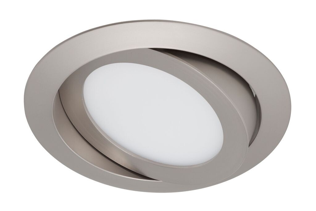 

Светодиодный встраиваемый светильник BRILONER LEUCHTEN FLAT MOVE, 6,4 Вт, 800 лм, IP23, матовый никель, пластик, Ø 14 см