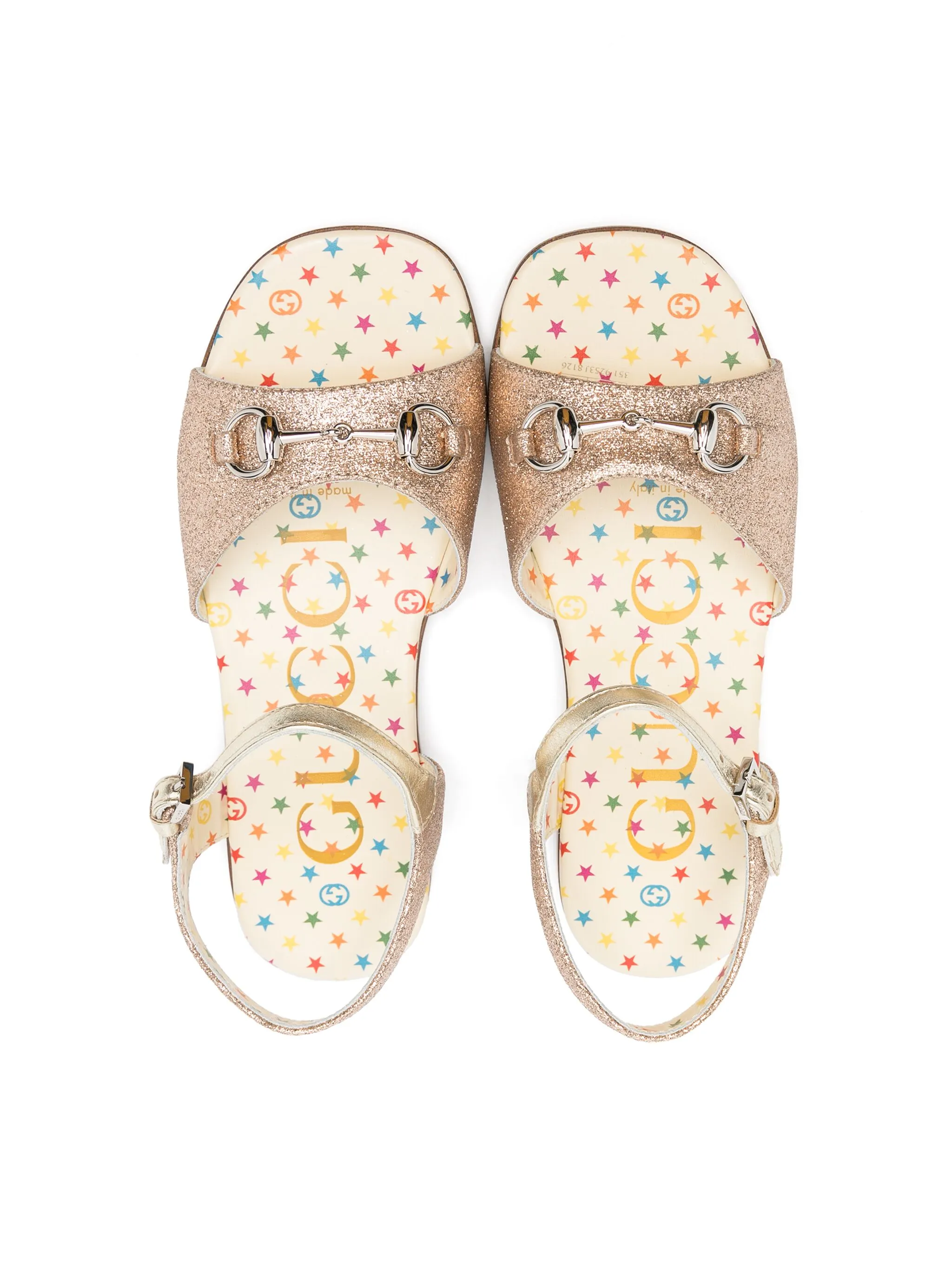 Сандалии Hosebit с блестками Gucci Kids, золотистый — фото 3