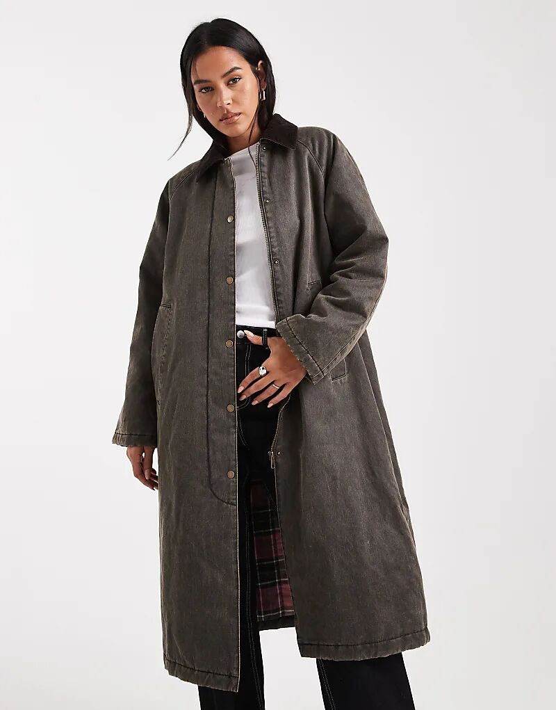 

ONLY длинная утепленная куртка цвета стираного шоколада