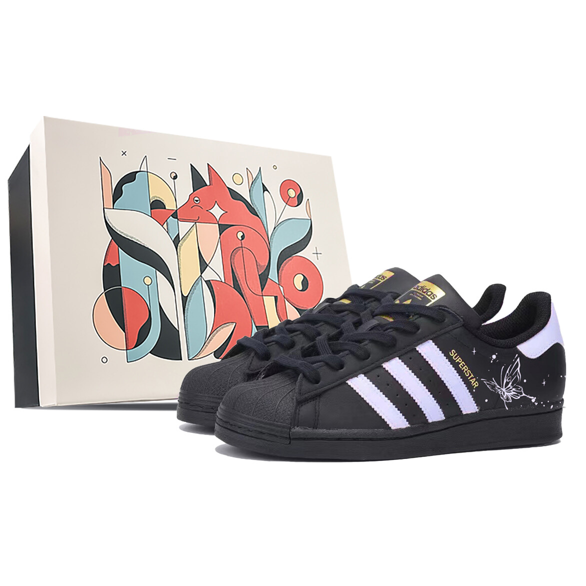 

Кроссовки Adidas Originals Superstar J Kids' Skateboarding Shoes Grade School, черный