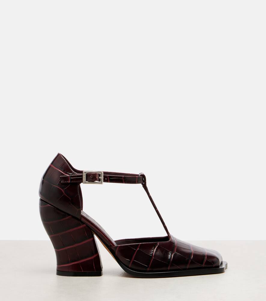 Туфли-лодочки Onda 90 из кожи с эффектом крокодила Loewe, Burgundy — фото 4