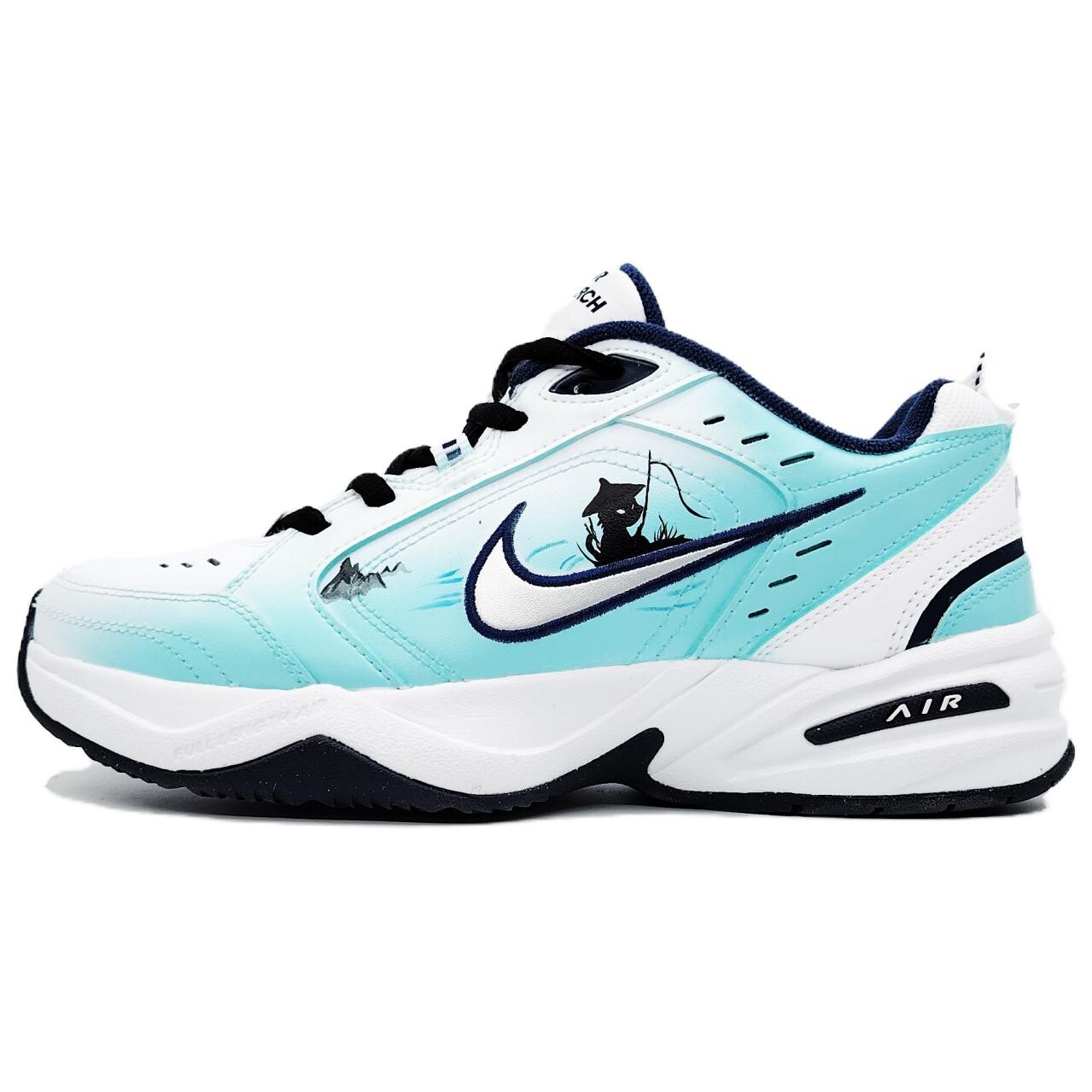 

Кроссовки Nike Air Monarch 4 Chunky Sneakers Unisex Low-top Black/white/blue, белый/синий