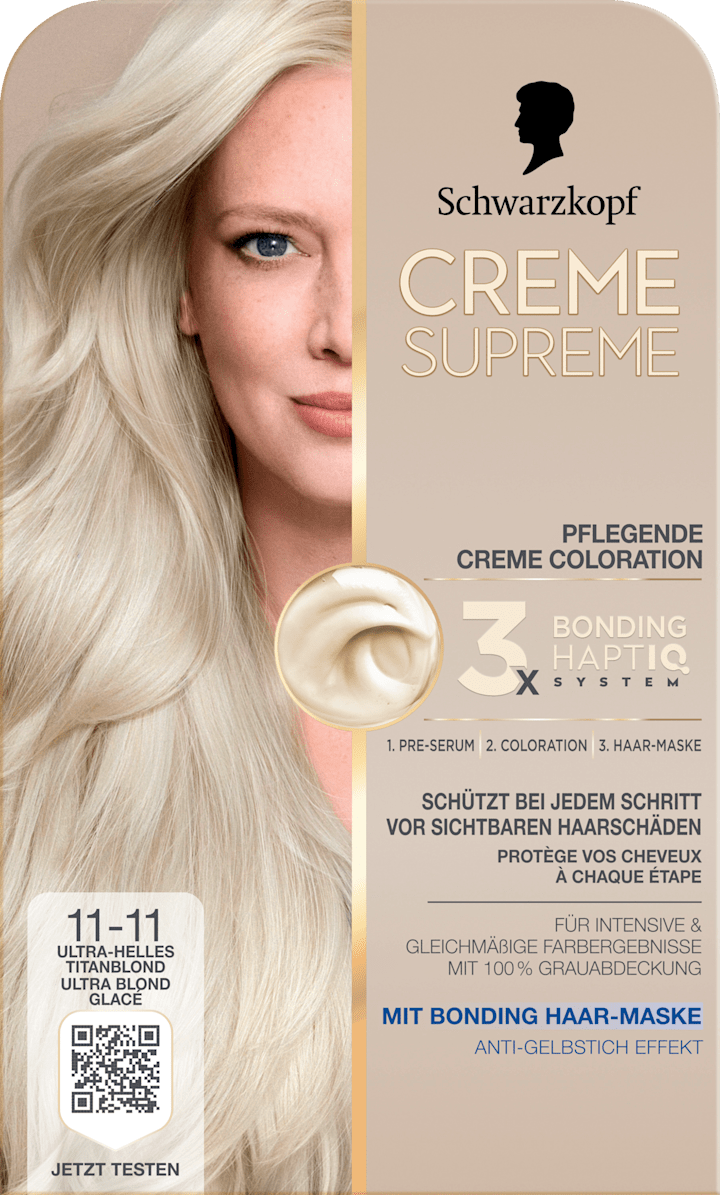 

Краска для волос Schwarzkopf CREME SUPREME Haarfarbe 11-11 Ultra-Helles Titanblond, 1 St