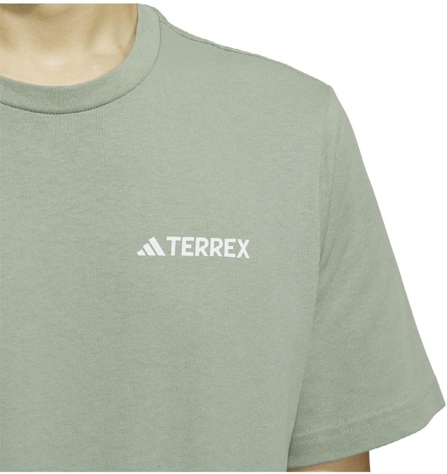 Мужская футболка с коротким рукавом, футболка Terrex с графическим принтом Adidas, серебристо-зеленый — фото 4
