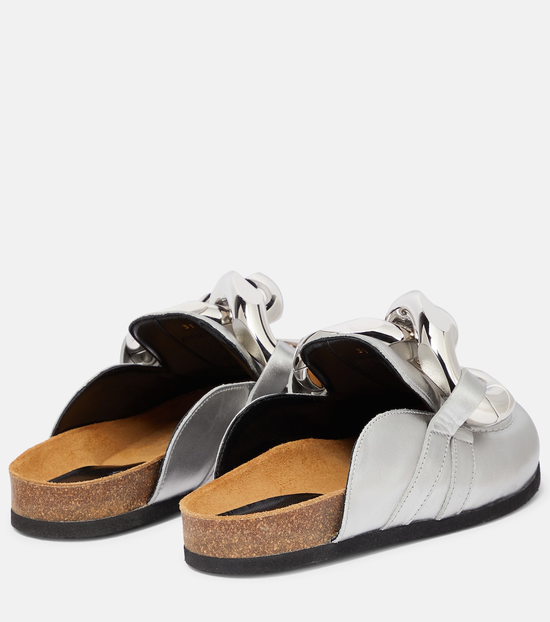 Тапочки из металлизированной кожи с декором JW Anderson, серебряный — фото 3