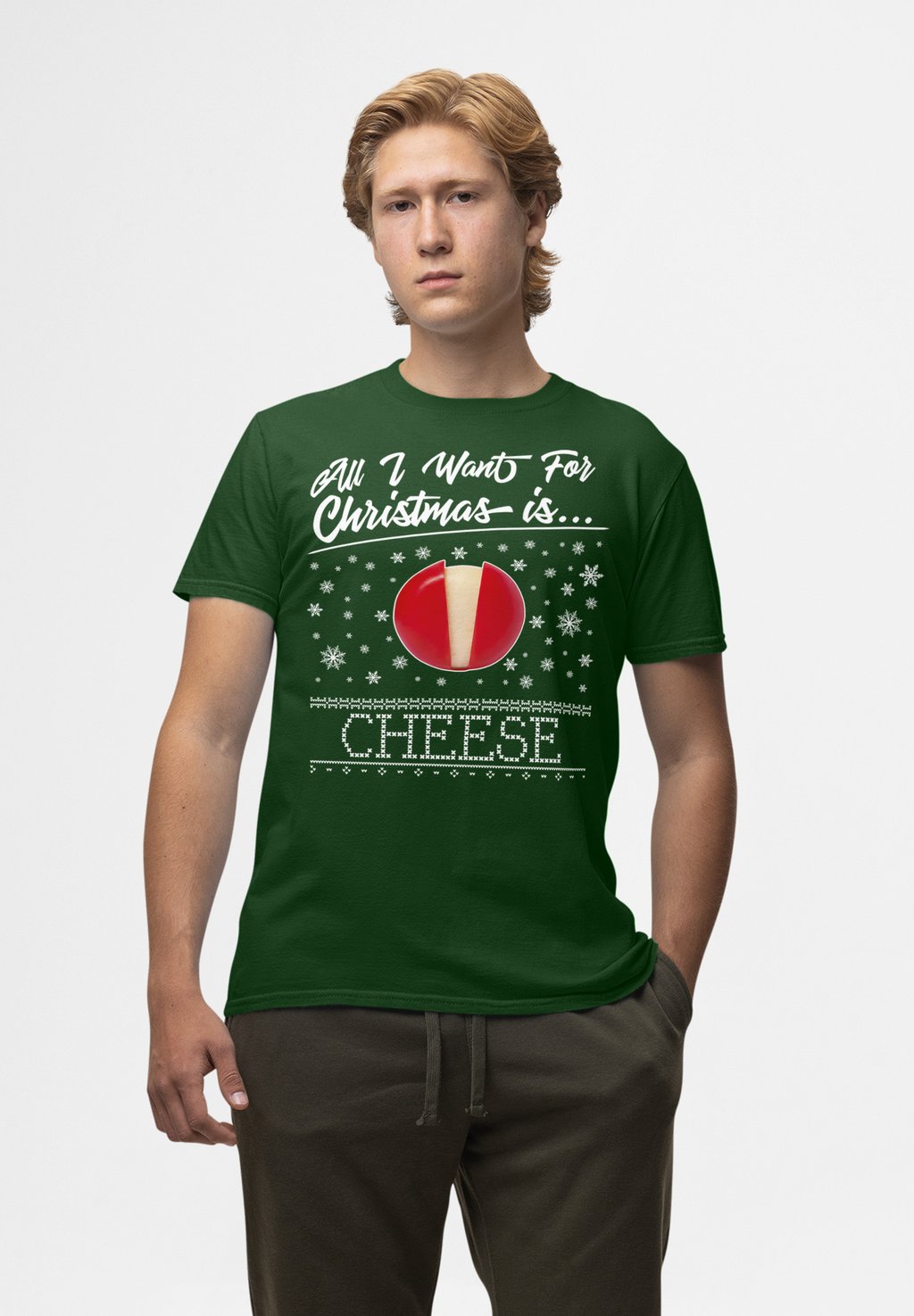 

Футболка с принтом BABYBEL CHRISTMAS ALL I WANT FOR IS CHEESE Henry Tiger, темно-зеленый