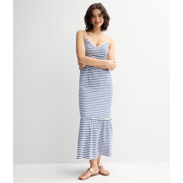 

Платье макси из легкого трикотажа для юниоров So, цвет navy white stripe