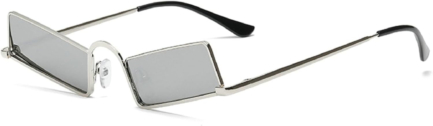 

Ретро металлические солнцезащитные очки «кошачий глаз» для женщин, модные очки в стиле Y2K, прямоугольные очки для мужчин, трендовые панк-солнцезащитные очки с защитой от УФ-излучения UV400 mincl, Silver