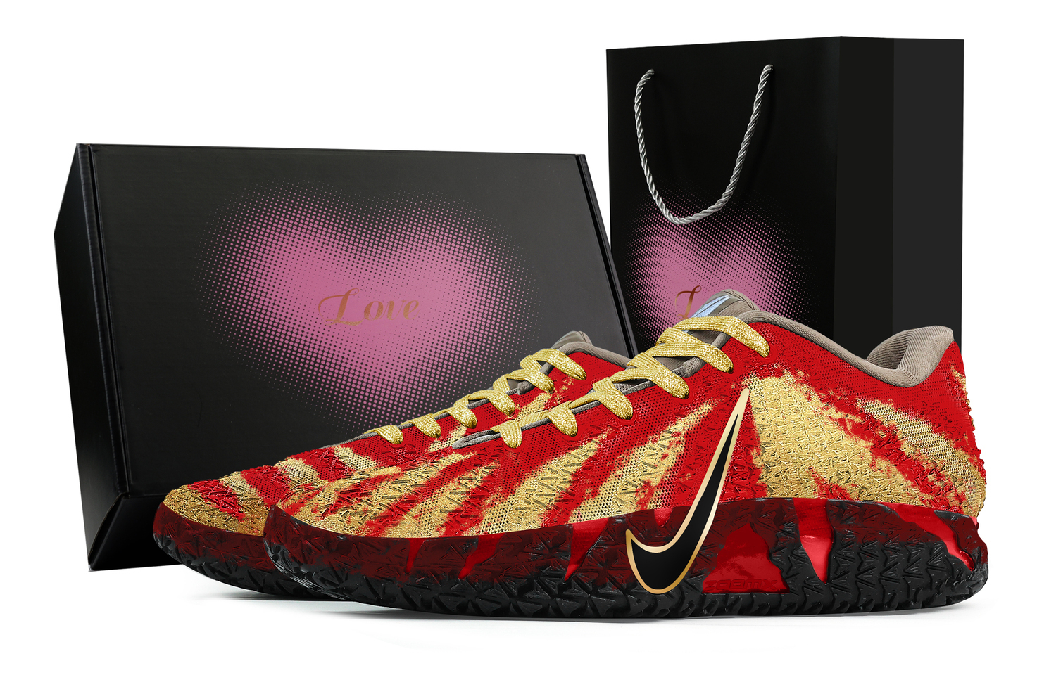 

Nike Ja Morant 3 Wealth And Prosperity, Heart Box Abrasion Resistant низкие баскетбольные кроссовки мужские красные золотые