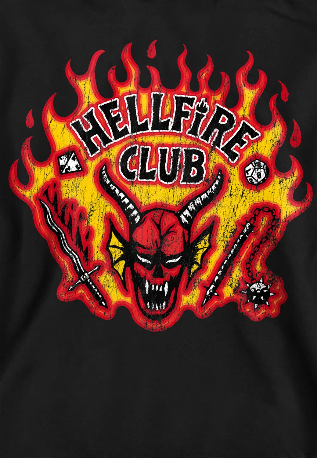 Детский худи Stranger Things с принтом Hellfire, черный — фото 2