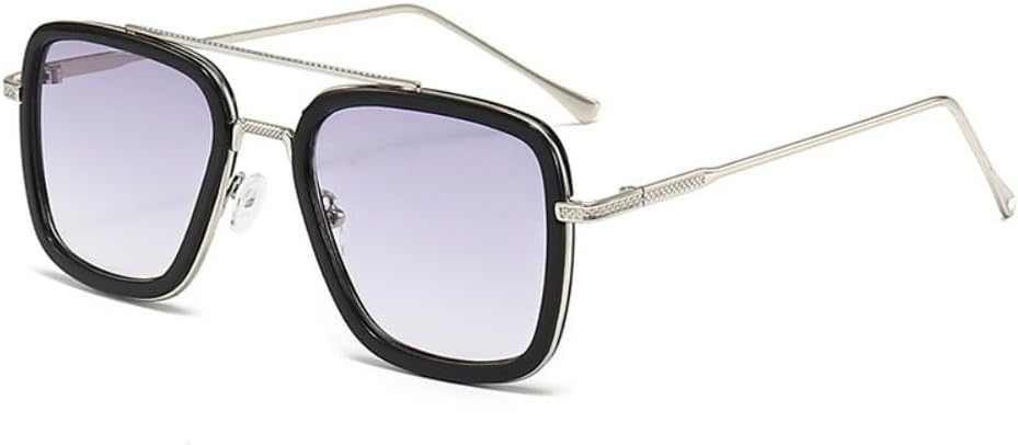 

Винтажные солнцезащитные очки-авиаторы квадратной формы для мужчин и женщин, металлические прямоугольные, винтажные, прозрачные, модные солнцезащитные очки Kelukes, 1-silver Frame