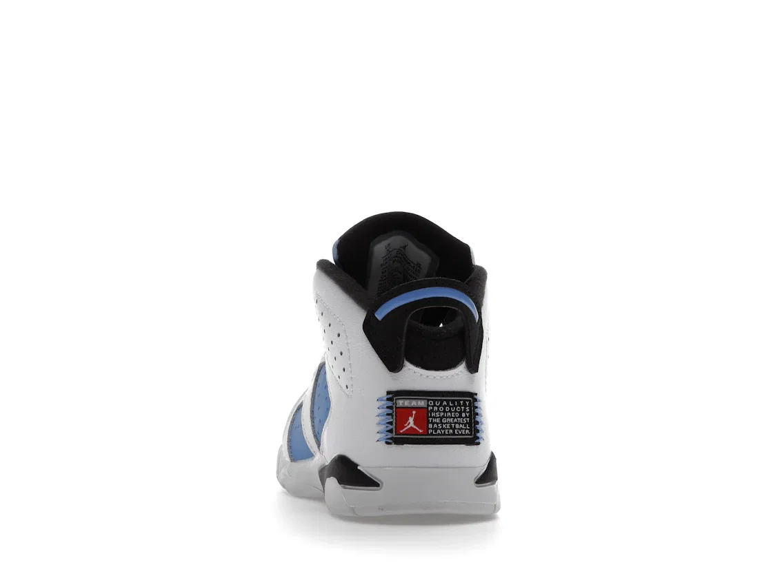 Детские кроссовки с верхом из нубука Jordan 6 Retro UNC (2022) Jordan, White/University Blue/Black — фото 4