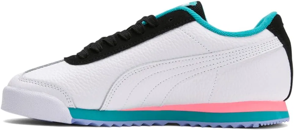 Детские кроссовки для мальчиков Roma Basic PUMA, White/Black/Sunset Glow/Deep Aqua — фото 3