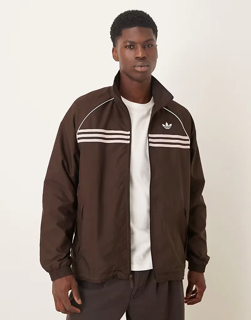 Спортивная куртка Adidas Originals с полосой на груди, кофейно-коричневый