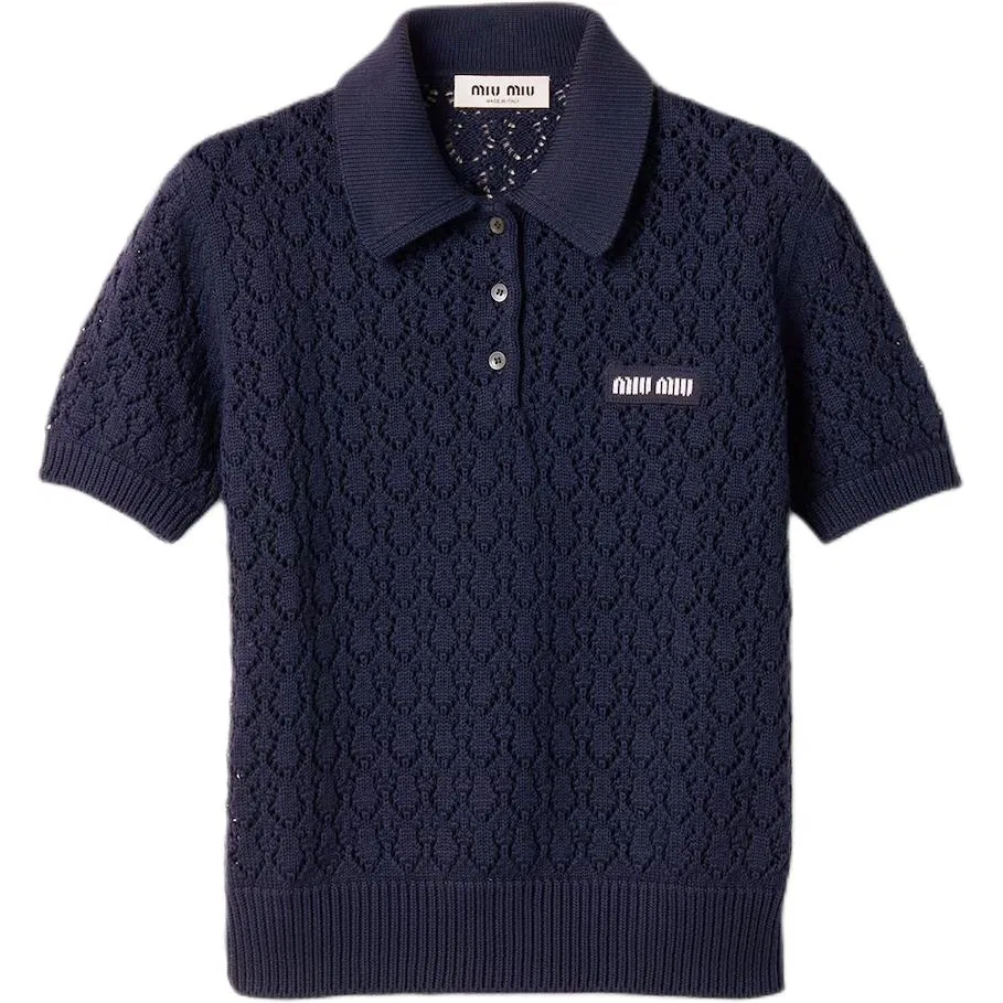 Джемпер с поло, Navy Blue, MIU MIU