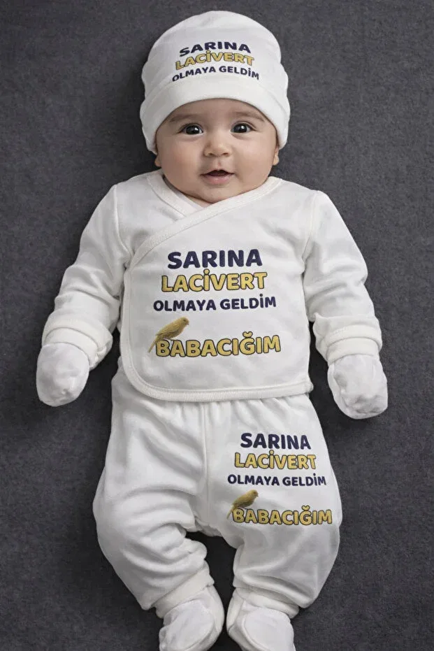 Детский комбинезон с принтом Newborn Gift Baby Bodysuit Lupi, Navy Blue And Yellow
