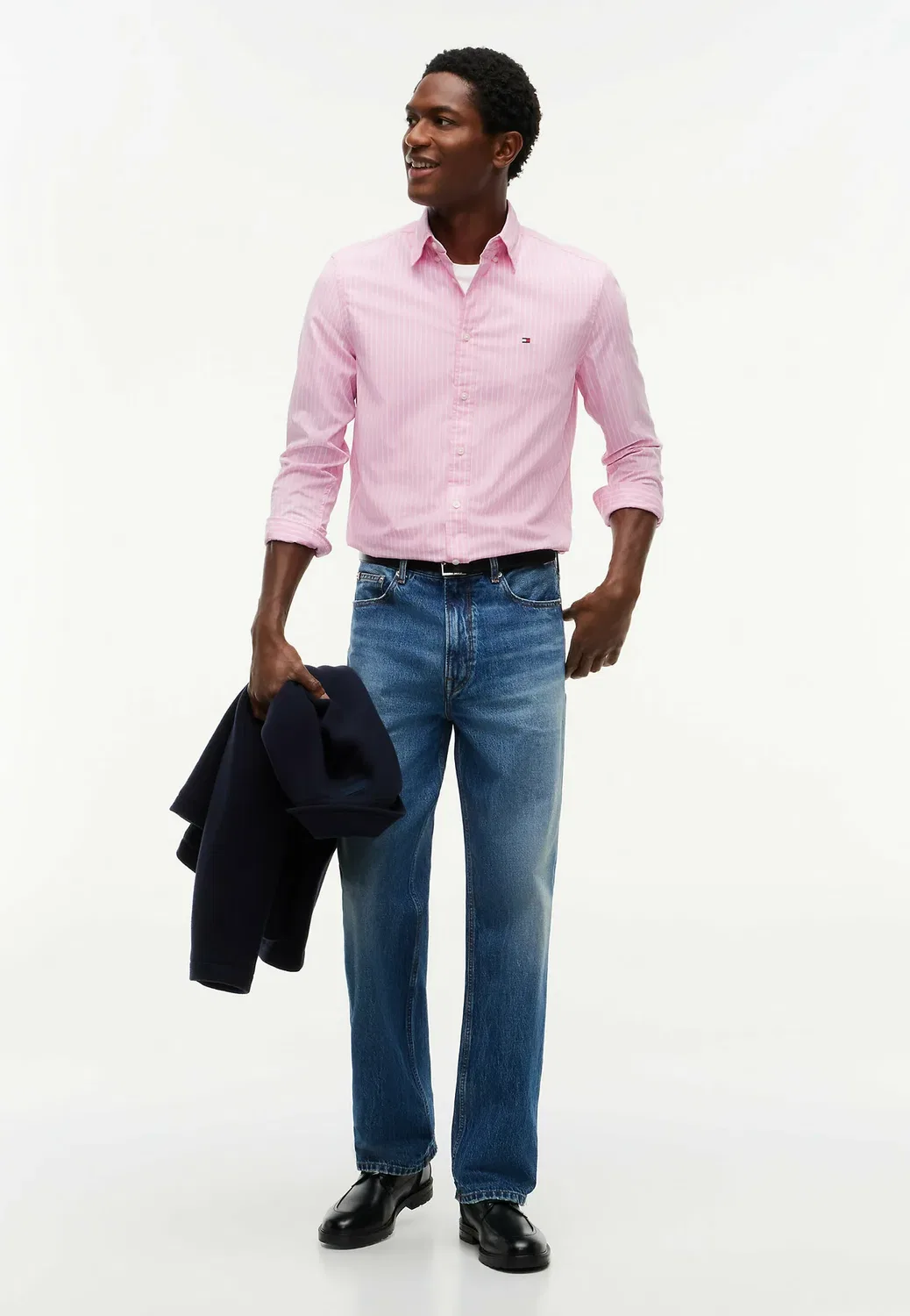 Рубашка Flex hairline poplin rf - рубашка Tommy Hilfiger, Classic Pink Stripe — фото 2