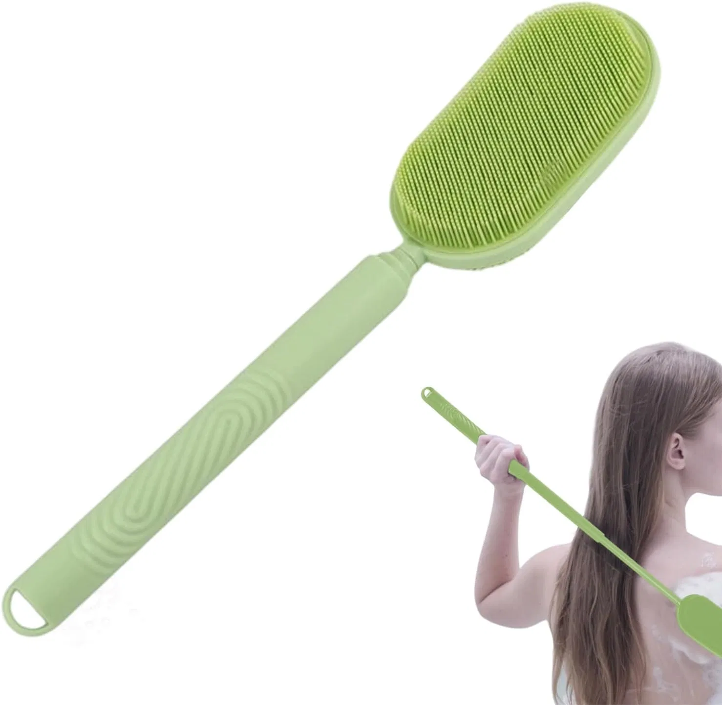 Щетка для тела с длинной ручкой, телескопическая, силиконовая, Green Generisch