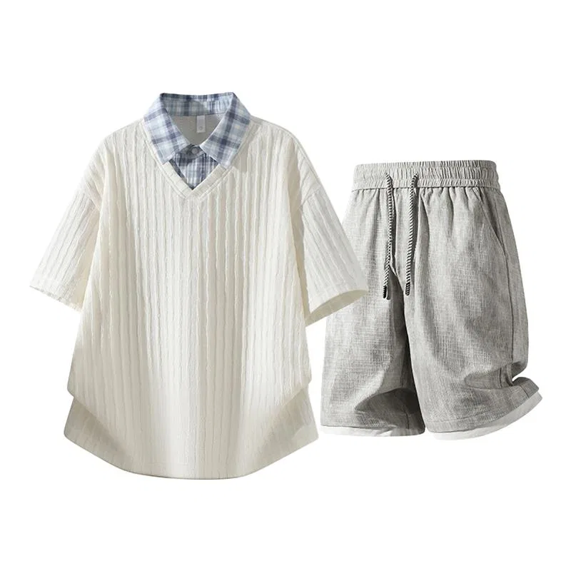 Детский комплект спортивной одежды с воротником Модель Casual Sportswear Sugarfunk, Upgraded Gray+Khaki — фото 3