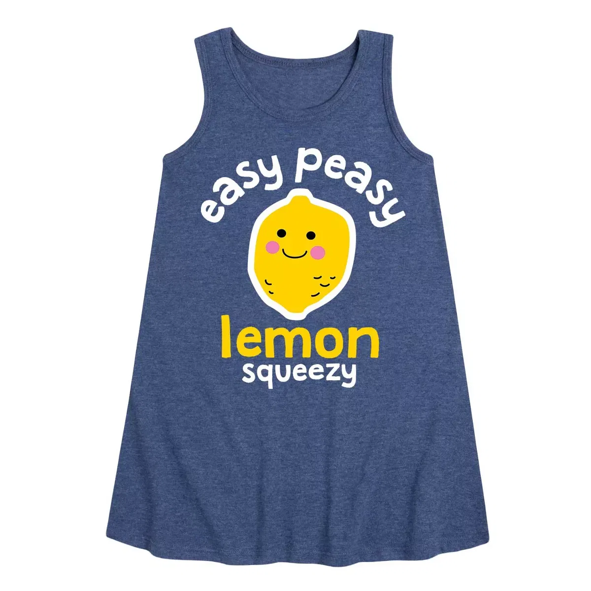 Детское платье-трапеция для девочек без рукавов Easy Peasy Lemon Squeezy Instant Message, Heather Navy